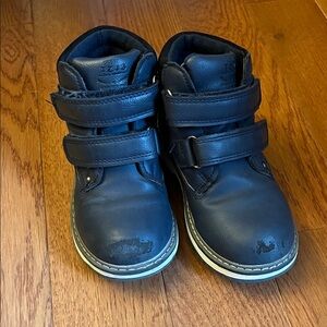 Kids Navy Leather Shoes
